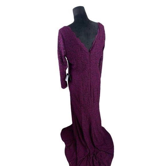 NWT Adrianna Papell Purple Floral Lace Full Length Gown US Size 14 - Picture 6 of 15